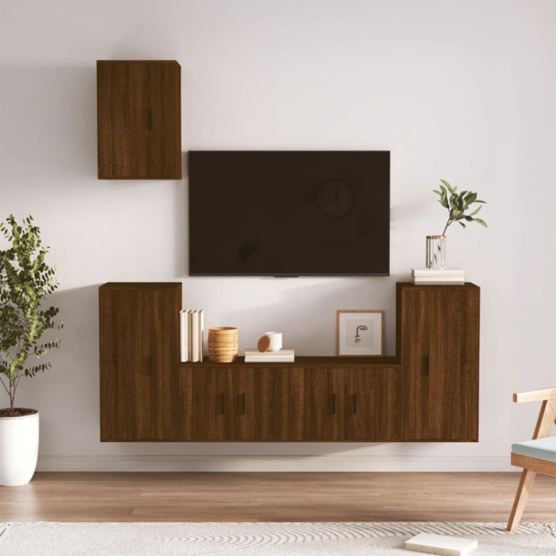 vidaXL Set de muebles para TV 5 pzas madera contrachapada roble marrón vidaXL Set de muebles para TV 5 pzas madera contrachapada roble marrón