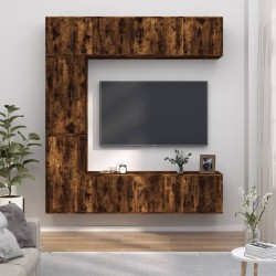 vidaXL Set de muebles de TV 7 pzas madera contrachapada roble ahumado
