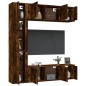 vidaXL Set de muebles de TV 7 pzas madera contrachapada roble ahumado