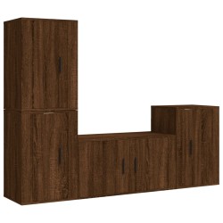 vidaXL Set de muebles para TV 4 pzas madera contrachapada marrón roble