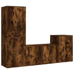 vidaXL Set de muebles de TV 4 pzas madera contrachapada roble ahumado