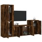 vidaXL Set de muebles de TV 4 pzas madera contrachapada roble ahumado vidaXL Set de muebles de TV 4 pzas madera contrachapada roble ahumado