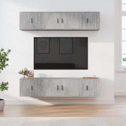 vidaXL Set de muebles de TV 6 pzas madera contrachapada gris hormigón