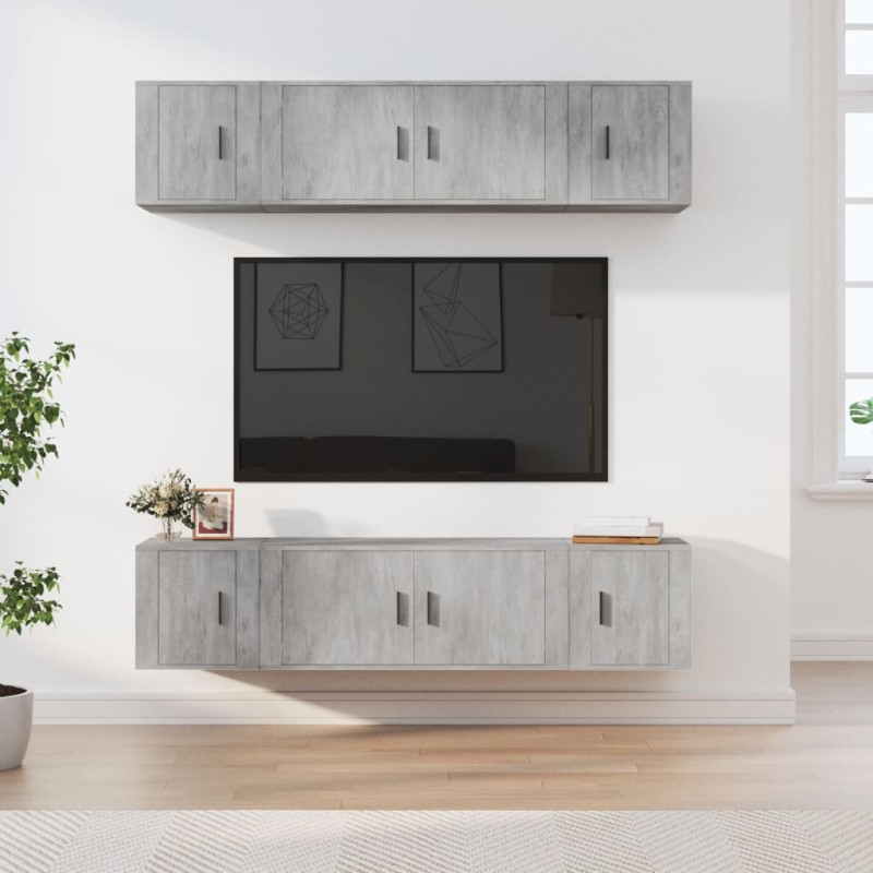 vidaXL Set de muebles de TV 6 pzas madera contrachapada gris hormigón vidaXL Set de muebles de TV 6 pzas madera contrachapada gris hormigón