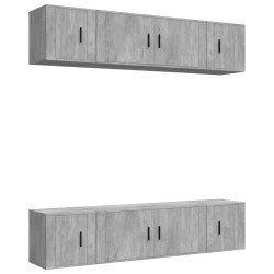 vidaXL Set de muebles de TV 6 pzas madera contrachapada gris hormigón
