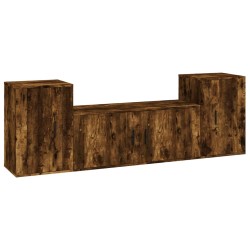 vidaXL Set de muebles de TV 3 pzas madera contrachapada roble ahumado