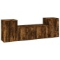 vidaXL Set de muebles de TV 3 pzas madera contrachapada roble ahumado