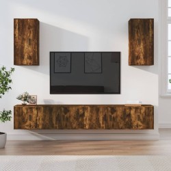 vidaXL Set de muebles de TV 6 pzas madera contrachapada roble ahumado