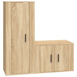 vidaXL Set de muebles para TV 2 pzas madera contrachapada roble sonoma 