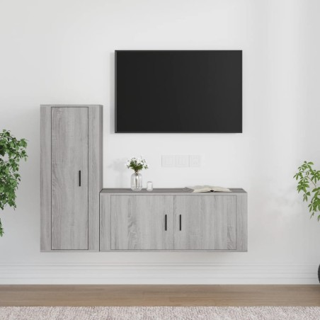 vidaXL Set de muebles para TV 2 pzas madera contrachapada gris Sonoma