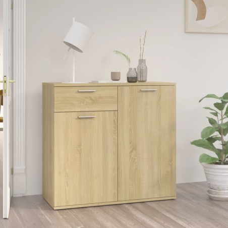 vidaXL Aparador de madera contrachapada color roble Sonoma 80x36x75 cm
