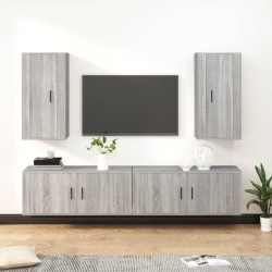vidaXL Set de muebles para TV 4 pzas madera contrachapada gris Sonoma