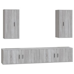 vidaXL Set de muebles para TV 4 pzas madera contrachapada gris Sonoma