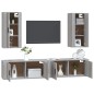vidaXL Set de muebles para TV 4 pzas madera contrachapada gris Sonoma vidaXL Set de muebles para TV 4 pzas madera contrachapada gris Sonoma