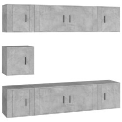 vidaXL Set de muebles de TV 7 pzas madera contrachapada gris hormigón