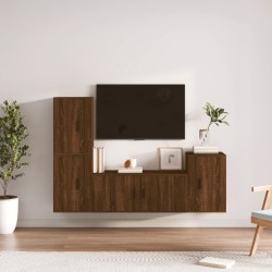 vidaXL Set de muebles para TV 4 pzas madera contrachapada marrón roble