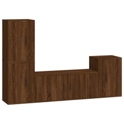 vidaXL Set de muebles para TV 4 pzas madera contrachapada marrón roble