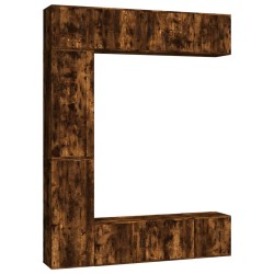vidaXL Set de muebles de TV 7 pzas madera contrachapada roble ahumado
