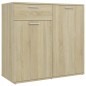 vidaXL Aparador de madera contrachapada color roble Sonoma 80x36x75 cm vidaXL Aparador de madera contrachapada color roble Sonoma 80x36x75 cm