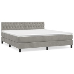 vidaXL Cama box spring con colchón terciopelo gris claro 180x200 cm