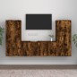 vidaXL Set de muebles de TV 3 pzas madera contrachapada roble ahumado