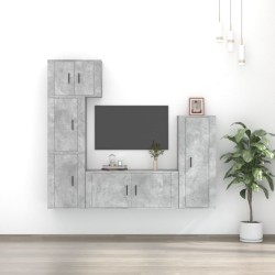 vidaXL Set de muebles de TV 5 pzas madera contrachapada gris hormigón