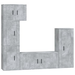 vidaXL Set de muebles de TV 5 pzas madera contrachapada gris hormigón