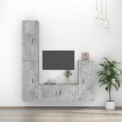 vidaXL Set de muebles de TV 4 pzas madera contrachapada gris hormigón