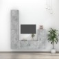 vidaXL Set de muebles de TV 4 pzas madera contrachapada gris hormigón
