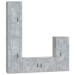 vidaXL Set de muebles de TV 4 pzas madera contrachapada gris hormigón