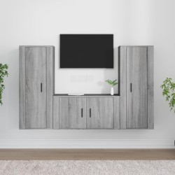 vidaXL Set de muebles para TV 3 pzas madera contrachapada gris Sonoma