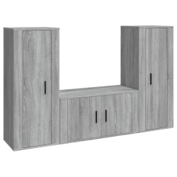 vidaXL Set de muebles para TV 3 pzas madera contrachapada gris Sonoma