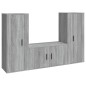 vidaXL Set de muebles para TV 3 pzas madera contrachapada gris Sonoma vidaXL Set de muebles para TV 3 pzas madera contrachapada gris Sonoma