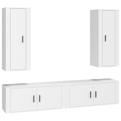 vidaXL Set de muebles para TV 4 piezas madera contrachapada blanco