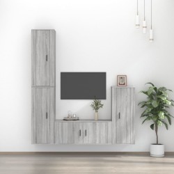 vidaXL Set de muebles para TV 4 pzas madera contrachapada gris Sonoma