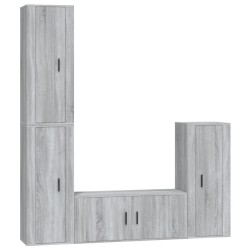 vidaXL Set de muebles para TV 4 pzas madera contrachapada gris Sonoma