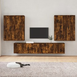 vidaXL Set de muebles de TV 6 pzas madera contrachapada roble ahumado