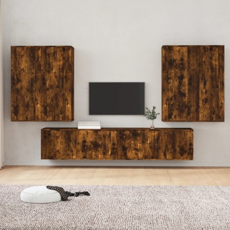 vidaXL Set de muebles de TV 6 pzas madera contrachapada roble ahumado