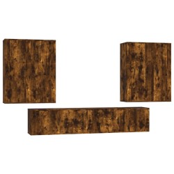 vidaXL Set de muebles de TV 6 pzas madera contrachapada roble ahumado