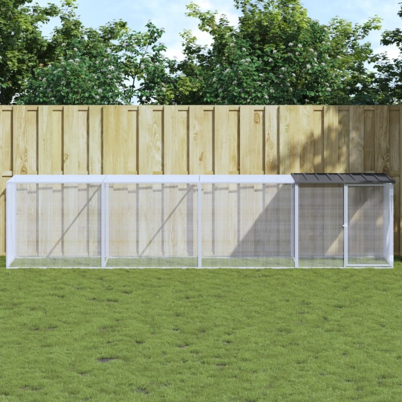 vidaXL Gallinero con techo acero galvanizado antracita 403x98x90 cm vidaXL Gallinero con techo acero galvanizado antracita 403x98x90 cm