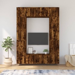 vidaXL Set de muebles de TV 8 pzas madera contrachapada roble ahumado