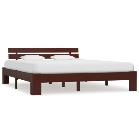 vidaXL Estructura de cama madera maciza pino marrón oscuro 180x200 cm