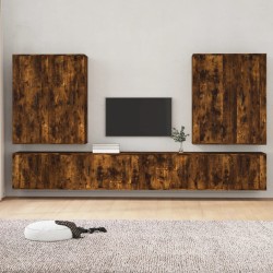 vidaXL Set de muebles de TV 8 pzas madera contrachapada roble ahumado