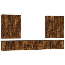 vidaXL Set de muebles de TV 8 pzas madera contrachapada roble ahumado