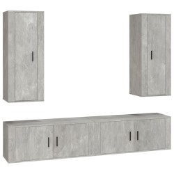 vidaXL Set de muebles de TV 4 pzas madera contrachapada gris hormigón