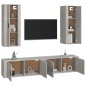 vidaXL Set de muebles de TV 4 pzas madera contrachapada gris hormigón