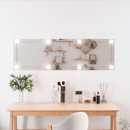 vidaXL Espejo de pared rectangular con luces LED vidrio 30x100 cm