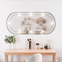 vidaXL Espejo de pared ovalado con luces LED vidrio 45x100 cm