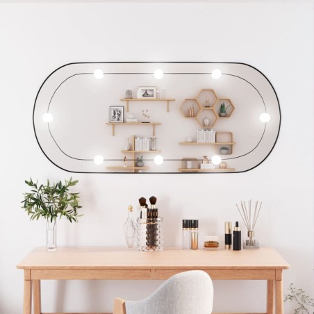 vidaXL Espejo de pared ovalado con luces LED vidrio 45x100 cm