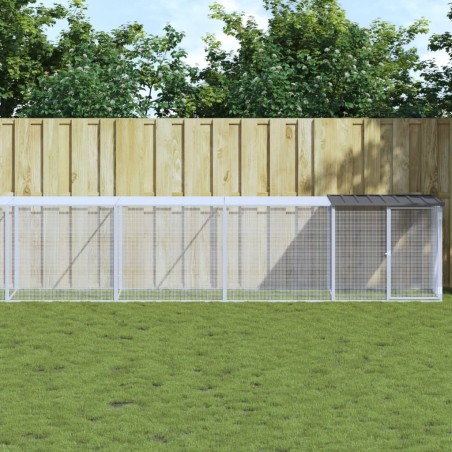 vidaXL Gallinero con techo acero galvanizado antracita 803x98x90 cm